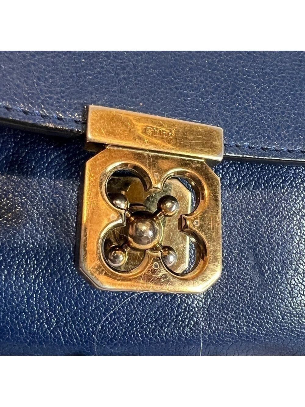 CHLOE VINTAGE ELISE BLUE LEATHER ZIP WALLET - Picture 9 of 16